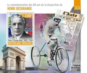 Togo - 2020 French Bicycler Henri Desgrange - Stamp Souvenir Sheet - TG200355b