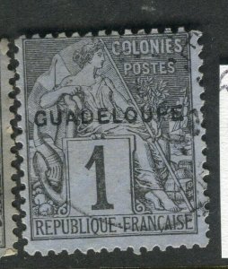 FRENCH COLONIES; GUADELOUPE 1890s classic Optd. issue fine used 1c.