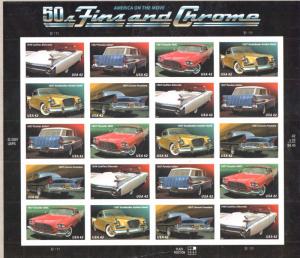 50s FINS AND CHROME STAMP SHEET -- USA #4353-4357 42 CENT 2008