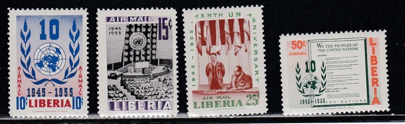 Liberia # C93-96, U.N. 10th Anniversary, Mint  NH 1/2 Cat.