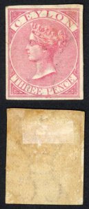 Ceylon SG60 3d Rose IMPERF from the Proof Sheet M/M