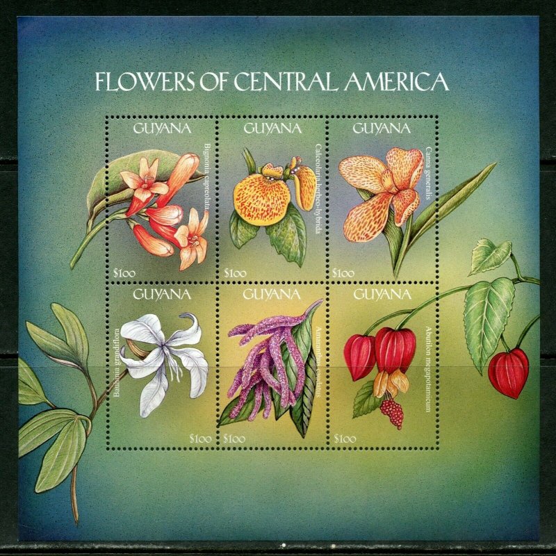 GUYANA  FLOWERS OF CENTRAL AMERICA   SHEET I  MINT NH 
