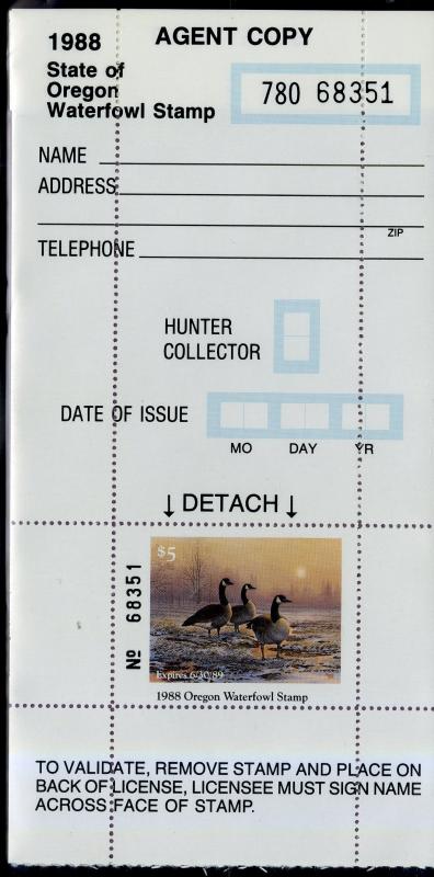 US OR5H OREGON STATE DUCK HUNTER STAMP MNH SCV $14.50 BIN $7.25