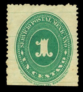 MEXICO 1887  Numeral of Value  1c green - perf. 12 -  Scott # 195  mint MH