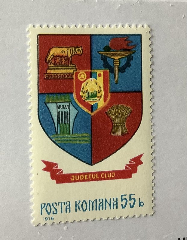 Romania 1976 Scott 2676 MH - 55b, Arms of Romanian counties,  Cluj