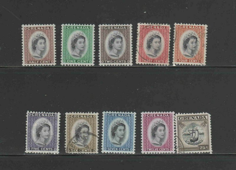 GRENADA #171-183  1953-59 QEII  MINT  VF LH  O.G  & USED