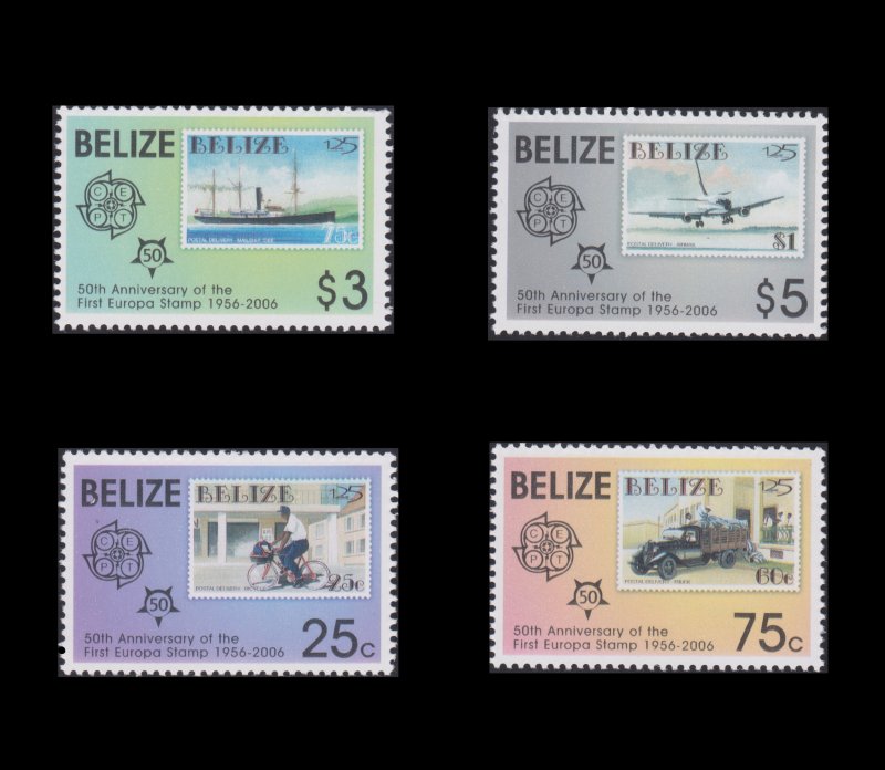 BELIZE. EUROPA 50TH ANNIVERSARY FIRST STAMP. SCOTT # 1199 - 1202