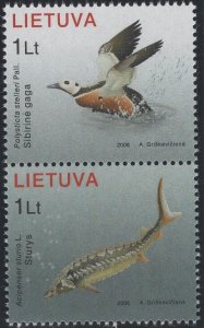 Lithuania 2006 MNH Sc 819 Pair 1 l Stellar's eider duck, Sturgeon