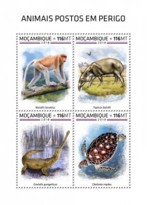 MOZAMBIQUE - 2018 - Endangered Species - Perf 4v Sheet - Mint Never Hinged