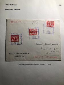 1938 The Hague Netherland Baltic Philatelic Exhibition Cover To Kaunas Lithuania