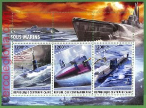 B1317 - Centrafricaine - ERROR MISPERF Stamp Sheet - 2023 - Submarines, Transport-