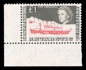 British Antarctic Territories #24 Cat$160, 1967 £1 black and rose red, corne...