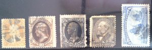 Scott# 71, 188, 190, 205, 233 - Used - Damaged Fillers - 1861 to 1893