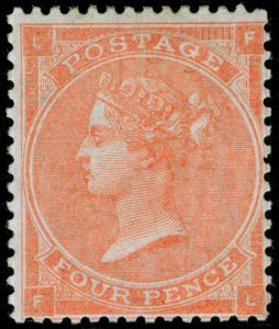 GB QV SG80, SCARCE 4d pale red plate 3, M MINT. Cat £2000. FL