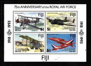 Fiji-Sc#691- id9-unused NH sheet-Planes-RAF-Military-1993-