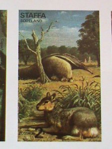 ​STAFFA SCOTLAND AIRMAIL STAMP: RARE ANIMALS-IMPERF- MNH - MINI SHEET RARE
