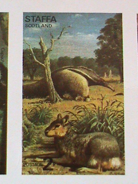 ​STAFFA SCOTLAND AIRMAIL STAMP: RARE ANIMALS-IMPERF- MNH - MINI SHEET RARE