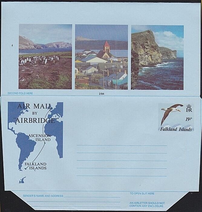 FALKLAND IS Pictorial aerogramme 19p + 7p unused...........................B1395