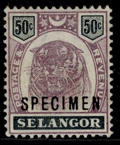 MALAYSIA - Selangor QV SG59s, 50c dull purple & greenish black, M MINT. SPECIMEN