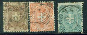 Italy Scott 73-5 used 1893 stamp  set CV $10.75