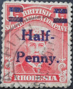 Rhodesia Admiral HalfPenny overprint with Kashitu (DC) postmark