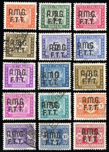 Trieste A Stamps # J1-15 Used VF Scott Value $515.00