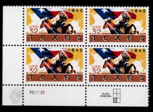 ALLY'S STAMPS US Plate Block Scott #2968 32c Texas MNH - F/VF [STK]