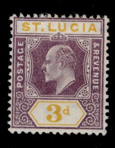 ST. LUCIA EDVII SG70, 3d dull purple & yellow, M MINT. Cat £13.