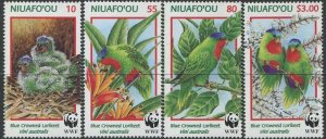 Niuafo'ou 1998 SG270-273 WWF Blue Crowned Lorikeets set MNH