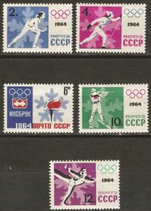 Russia 2843-47 Mi 2866-70A MLH VF 1964 SCV $2.65