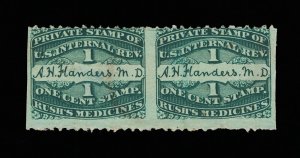 GENUINE #RS87d PAIR PRIVATE DIE A.H. FLANDERS MEDICINE ON WMK-191R PAPER