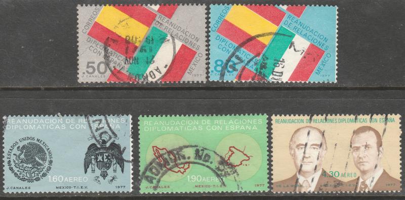 MEXICO 1156-57, C537-39 Diplomatic Relations with Spain USED. F-VF. (400)