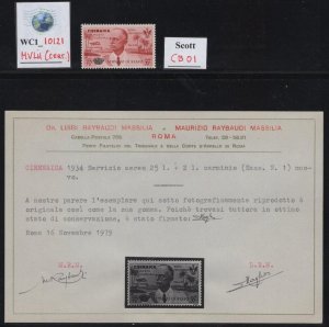 WC1_10121. IT. COL.: CIRENAICA.1934 Servizio di Stato w. certif.Scott CBO1. MVLH
