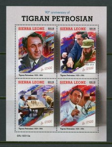 SIERRA  LEONE  2019 90th ANN OF TIGRAN PETROSIAN CHESS SHEET  MINT NH