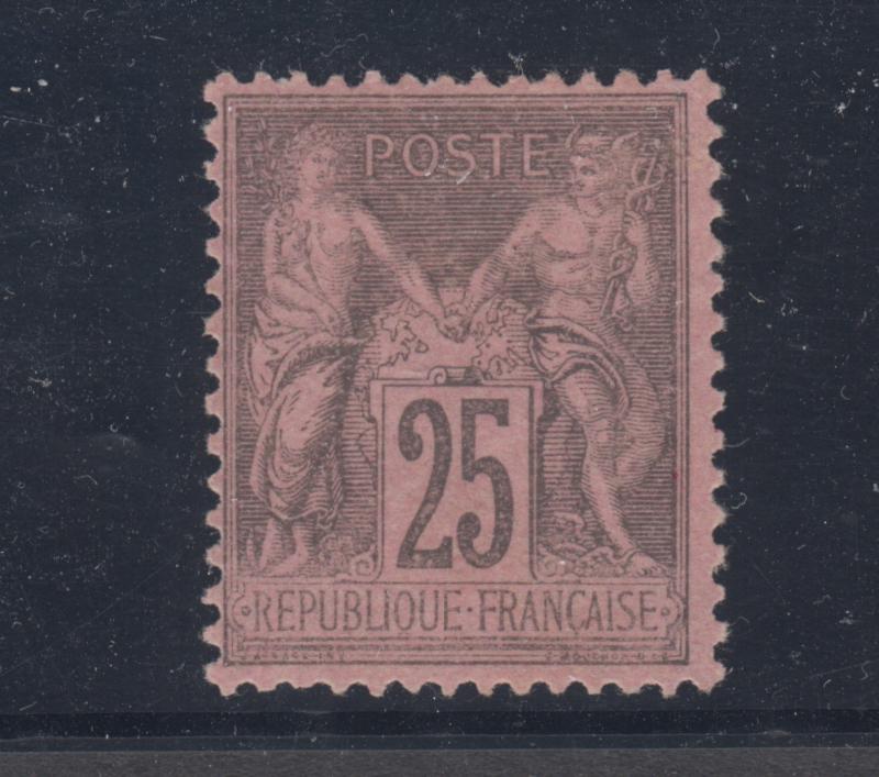 France Sc 93 MLH. 1878 25c black on red Type Sage, fresh, sound