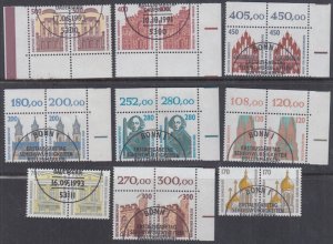 GERMANY Sc # 1531,3-6,38-40A INCPL USED 9 PAIRS - HISTORIC SITES & OBJECTS