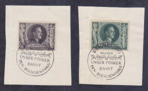 Germany 231-32 Mi 644-45 Used 1943 Hitler's 54th Birthday FDC Issues on Pieces