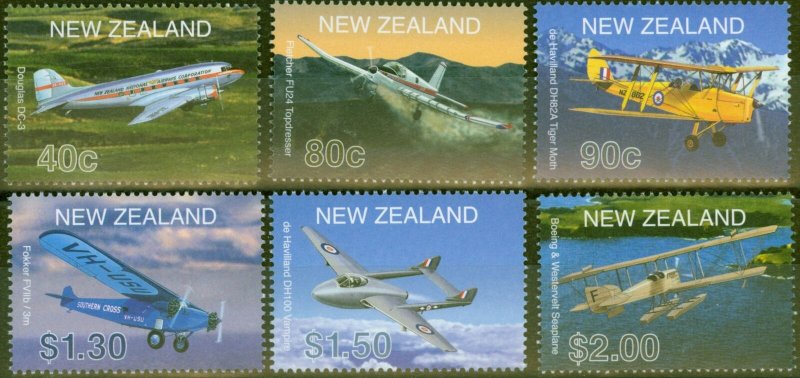 New Zealand 2001 Aircraft set of 6 SG2408-2413 V.F MNH