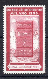 Erinnofilo Chocolate Dolomiti - Milan 1906