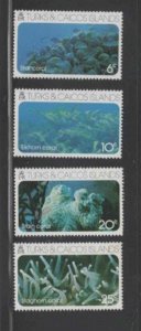 TURKS & CAICOS ISLANDS #307-310 1975 CORAL MINT VF LH O.G 