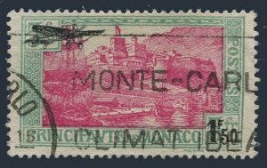 Monaco C1, used. Michel 137. Airplane over Port of Monte Carlo. 1933.