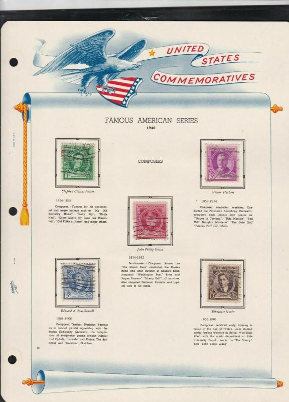 united states commemoratives famous american composers1940 stamps page ref 18257