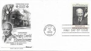 1969 FDC, #1383, 6c Dwight D. Eisenhower, Fleetwood