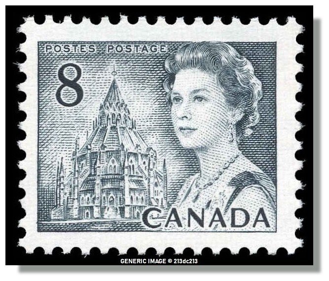 Canada - 544i LF/fl DEX MNH - QE II & Library of Parliament (1971) 8¢