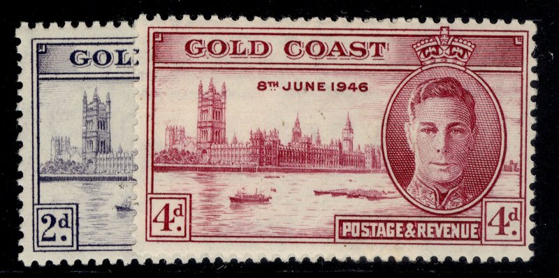 GOLD COAST GVI SG133a-134a, 1946 VICTORY set PERF 13½, M MINT.