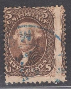 US Stamp #76 5c Brown Jefferson  USED SCV $120.00 Shows Stamp at right!!