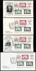 UN Stamps # 38 Used Lot Of 4 Souvenir Sheet On Cover