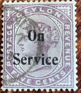 Ceylon #O12 Used Overprint Revenue Stamp Single Queen Victoria L21