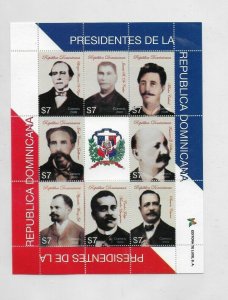 DOMINICAN REP. YEAR 2009 PRESIDENTS POLITICIAN MINIATURE SHEET MNH 8 VAL