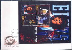 ST. KITTS  ELVIS PRESLEY 75th BIRTH ANNIVER.  SHEET OF FOUR II FIRST DAY COVER